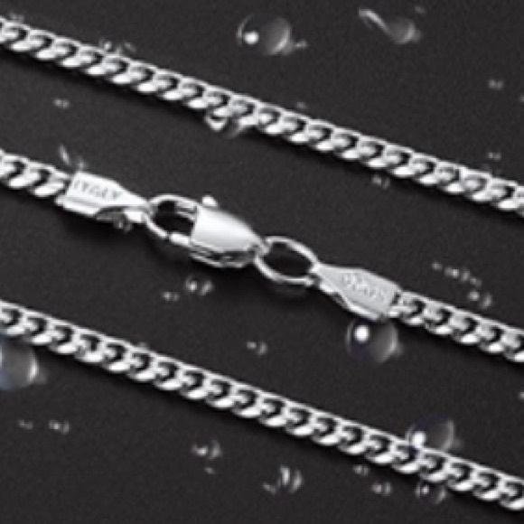 New Gold Cuban Chain Necklace Diamond Cut Curb Chain Link 925 22” Necklace - Picture 12 of 15